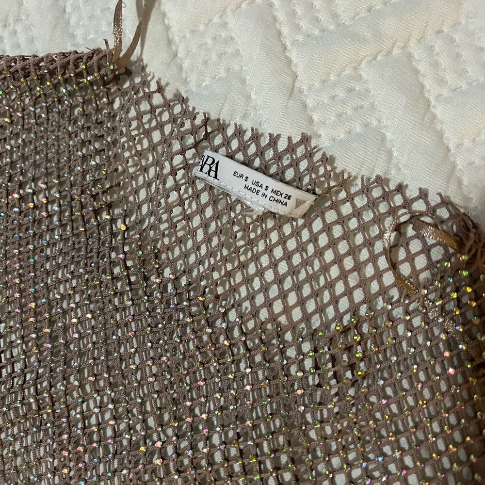 Zara Metallic Mesh Top - Silver - Picture 2 of 2